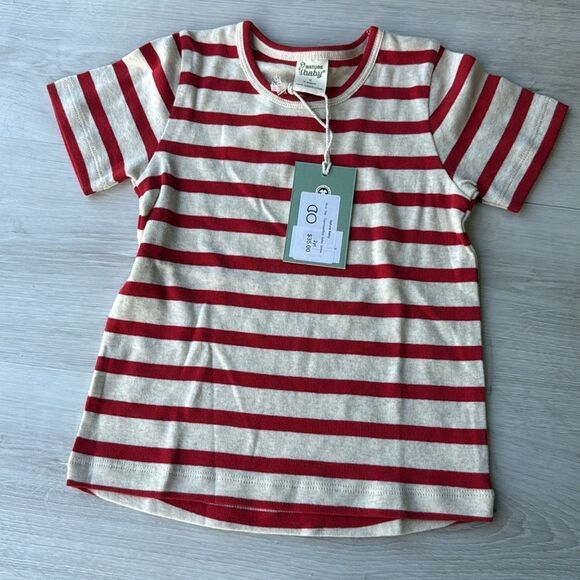 Nature Baby River Tee - Oatmeal/Red Sailor Stripe size 2 year nwt - Picture 2 of 3